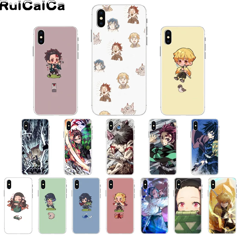RuiCaiCa Demon Slayer Kimetsu No Yaiba рукоделие принт рисунок чехол для телефона iPhone 8 7 6S Plus X XS MAX 5 5S SE XR 11 11pro