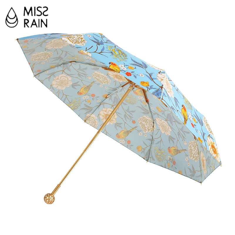 Женский складной зонт MissRain с золотой ручкой креативный Компактный Зонт золотыми