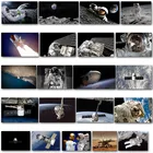 Плакат с изображением космонавта, Луны, Вселенной, космоса, шелка