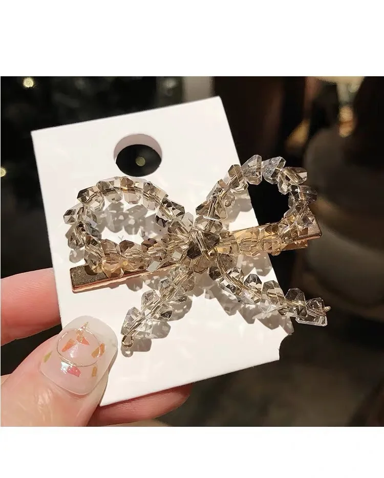 

Dongdaemun, South Korea new simple crystal bow bangs clip explosion models side clip top clip duckbill clip word clip