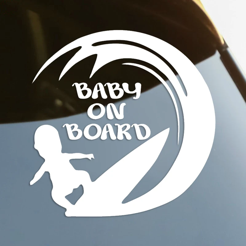 

Boy Surfing Baby on Board Die-Cut Vinyl Decal Car Sticker Waterproof Auto Decors on Car Body Bumper Rear Window Laptop#S60291