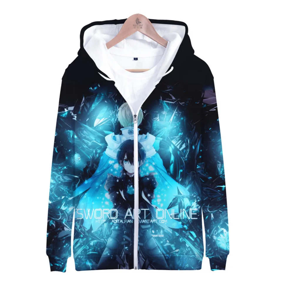 

Classic Sword Art Online SAO Zipper Hoodies Men Women Harajuku Oversized Hoodie Casual Sweatshirt Zipper Jacket Clothing
