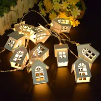 Светодиодная гирлянда, 2 м, деревянный дом, Рождественская гирлянда, 10 светодиодов, новый год, свадьба, вечеринка, праздник, украшение для дом...
