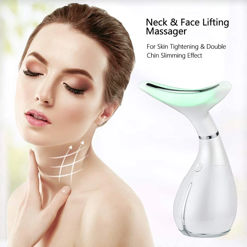 

LED Photon Therapy Neck And Face Lifting Massager Vibration Skin Tighten Beauty Reduce Double Chin Anti-Wrinkle Remove Device