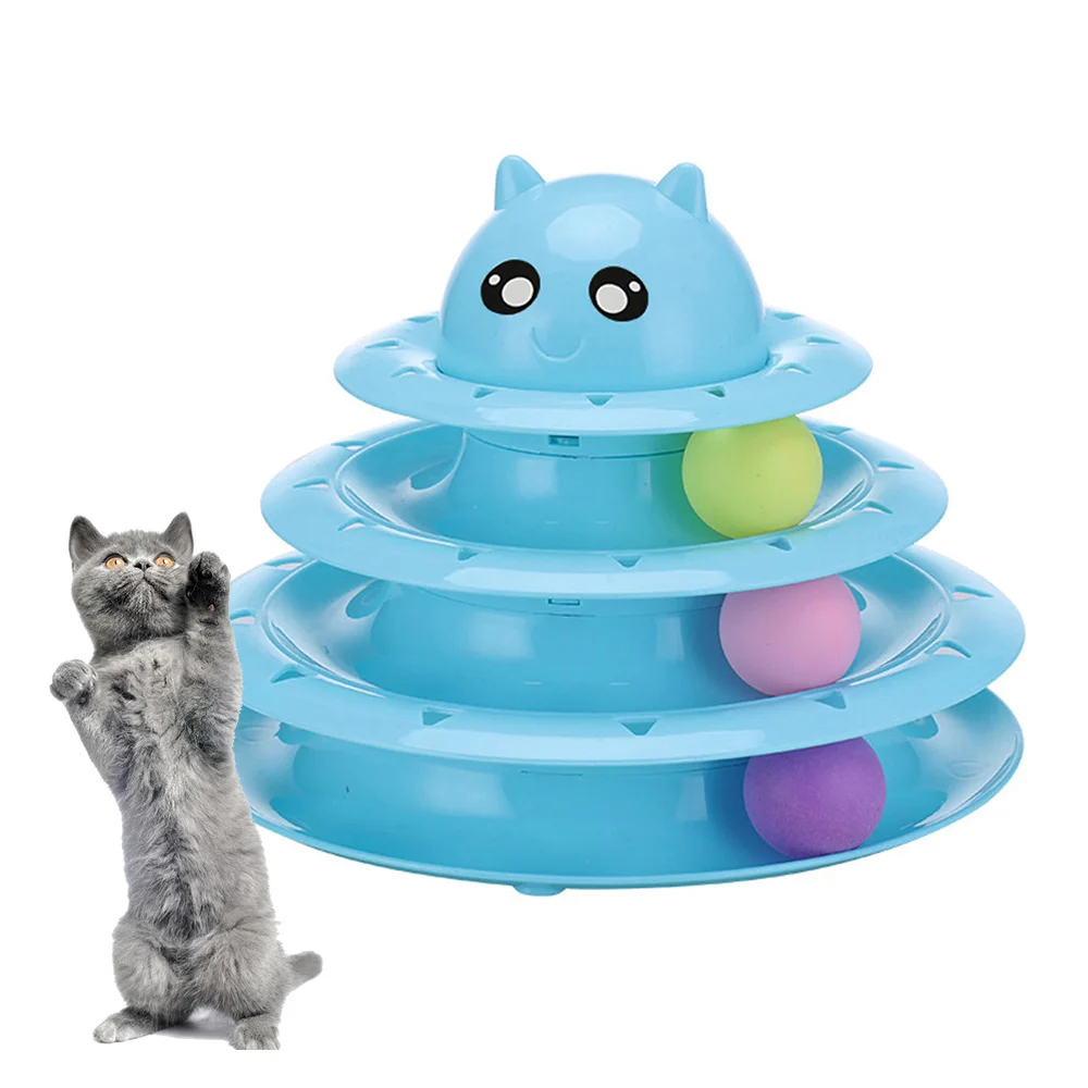 Забавная игрушка для кошек башня треки дисковые шары интеллект тройной игровой