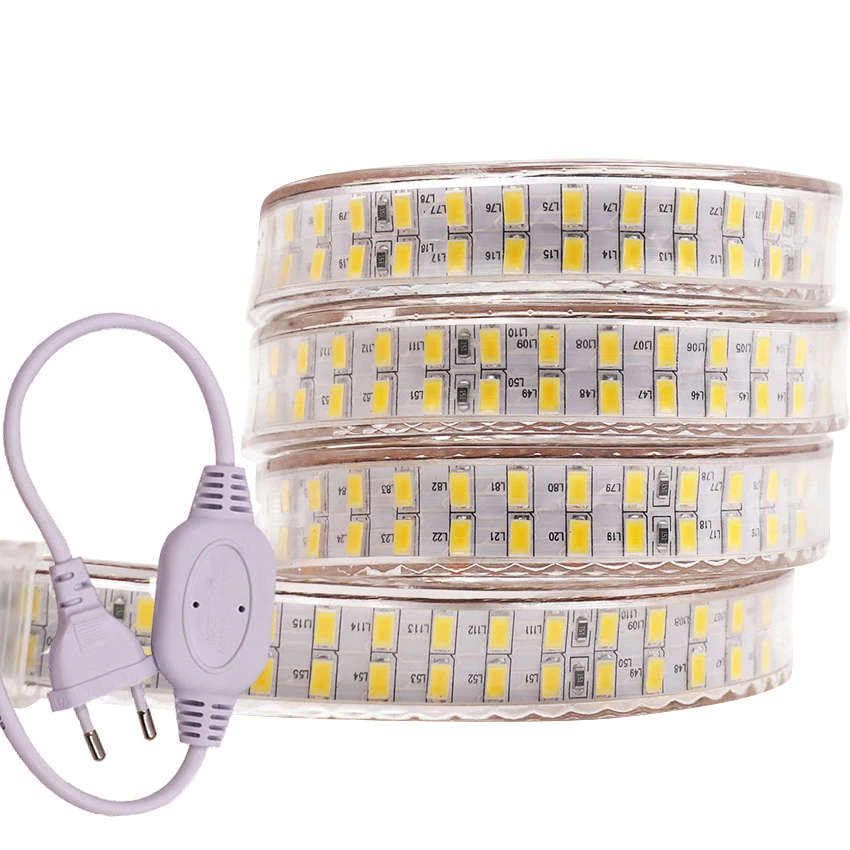 Светодиодный ленточный светильник 220 В 110 5730 SMD 240 светодиодный/м двухрядный