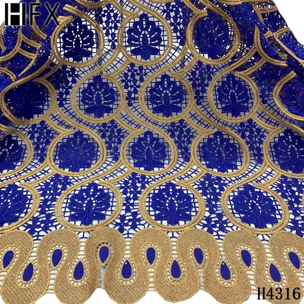 

HFX 2021 High Quality Fashion African Guipure Lace Fabric French Water Soluble Cord Lace Fabric For Nigeria Wedding Party H4316
