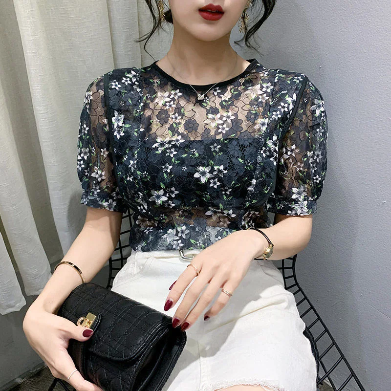 Женские весенне-Летние Стильные сексуальные кружевные блузки рубашки с
