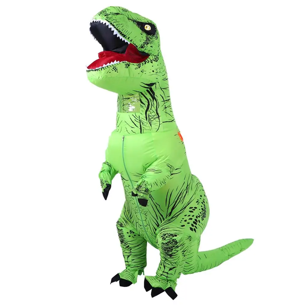 Надувной костюм зеленый динозавр костюмы T REX Blow Up нарядное платье талисман