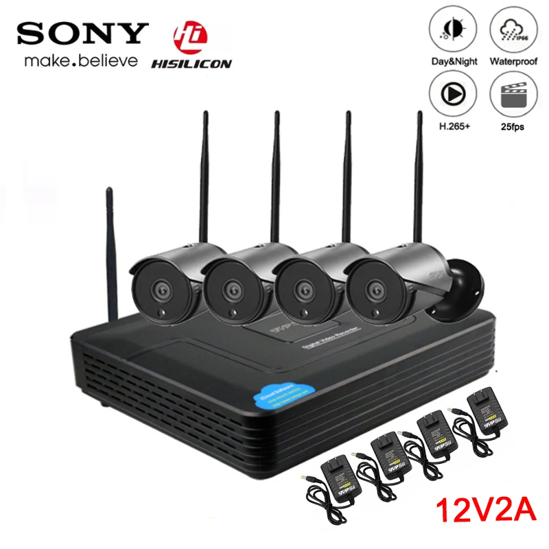 Hi3516C 5mp/3mp черный 36 шт. инфракрасный ICsee водонепроницаемый IP66 аудио H.265+ 25fps 4CH 4 канала wi-fi Onvif беспроводная ip-камера комплекты