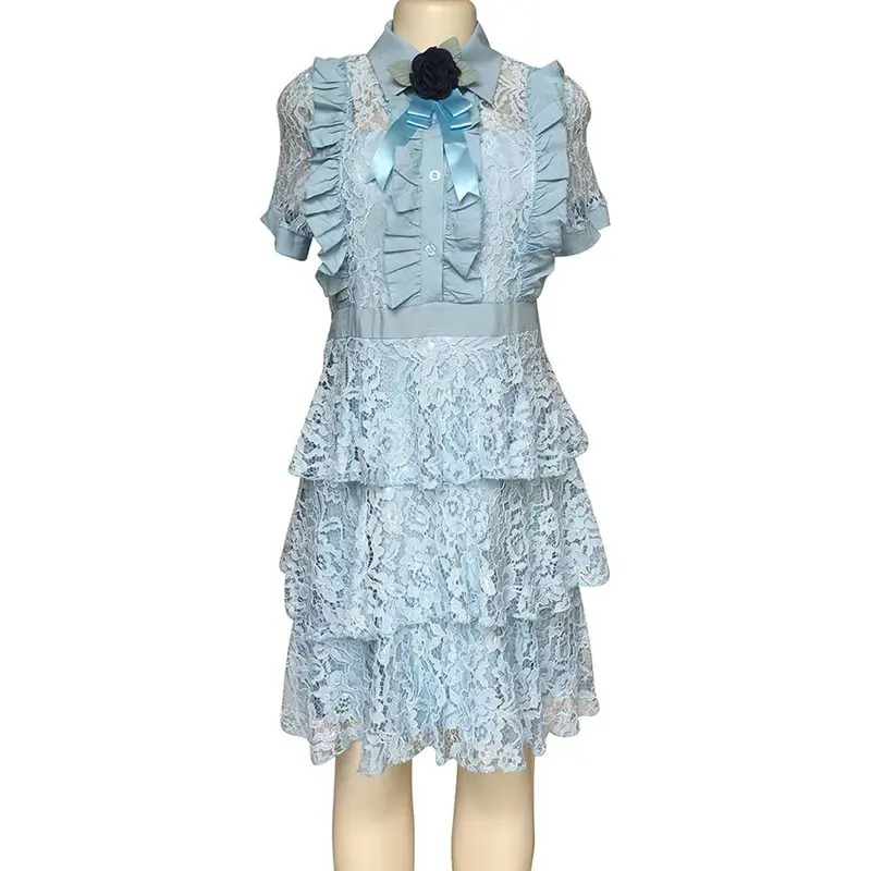 African Fashion Women Elegant Lace Cake Dress Short Party Ball Gown Sleeve Bowknot Sweet Princess Mini | Женская одежда