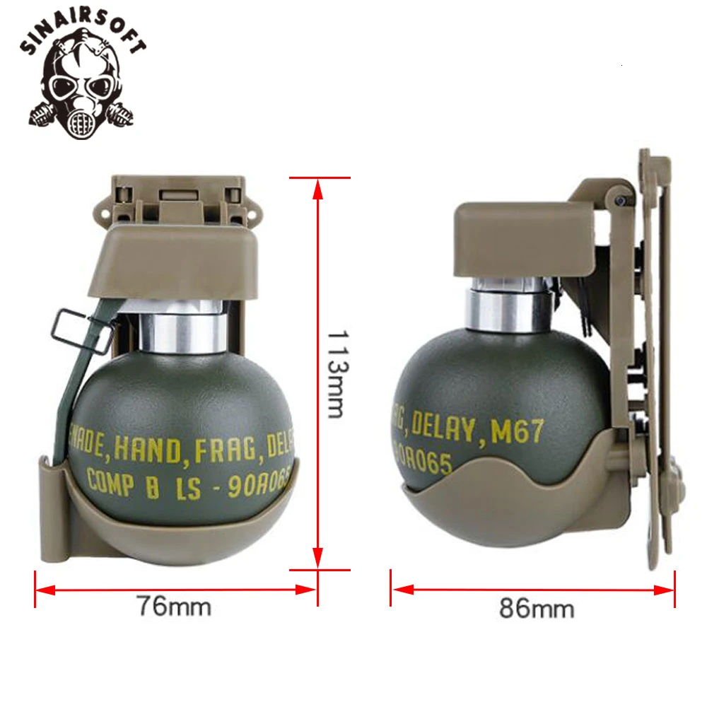 Tactical M67 Grenade Dummy Model Molle system M-67 Frag Gren BB Plastic Costume Military Airsoft Shooting Paintball Accessories | Спорт и