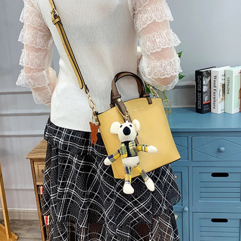 

White Bear Doll Decoration Crossbody Bag for Women 2020 New Style Simple Single Shoulder Mesenger Handbags Working Travel Bolsa