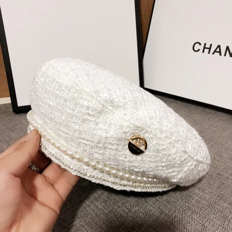 Женский ретро-берет M Standard стразы шапка художника с жемчугом Женская Осенняя