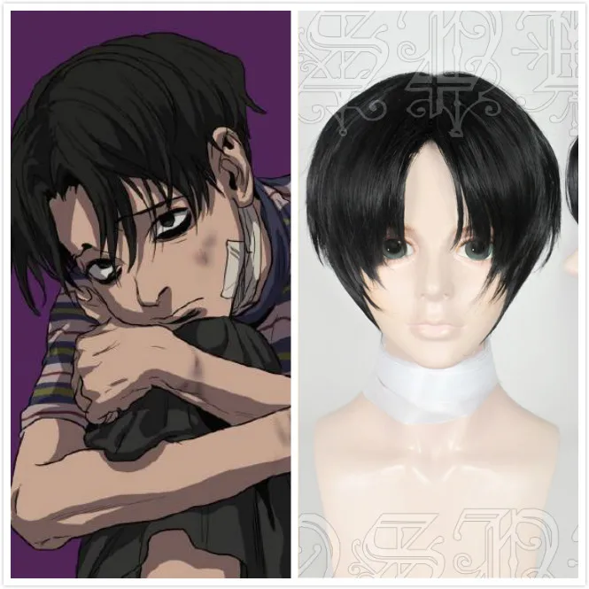 Костюм для косплея йоонбум из черных коротких термостойких синтетических волос