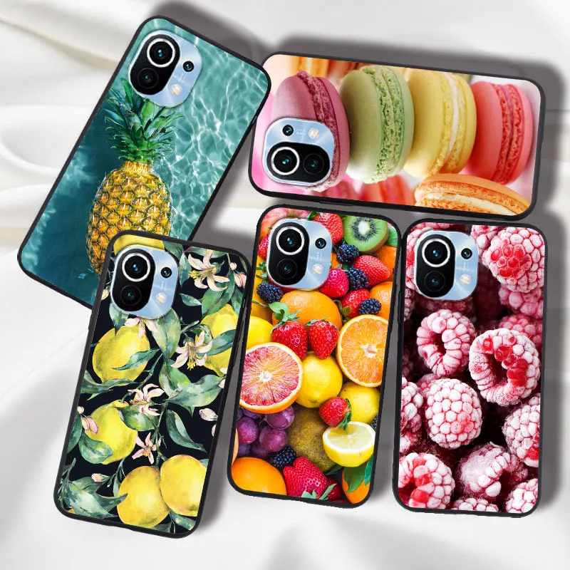 Чехол для Xiaomi Mi 11, Mi11 Lite, Xiaomi11, Xiaomi 11 Lite, силиконовый матовый черный мягкий чехол для телефона с фруктами, шоколадом, пинаплом