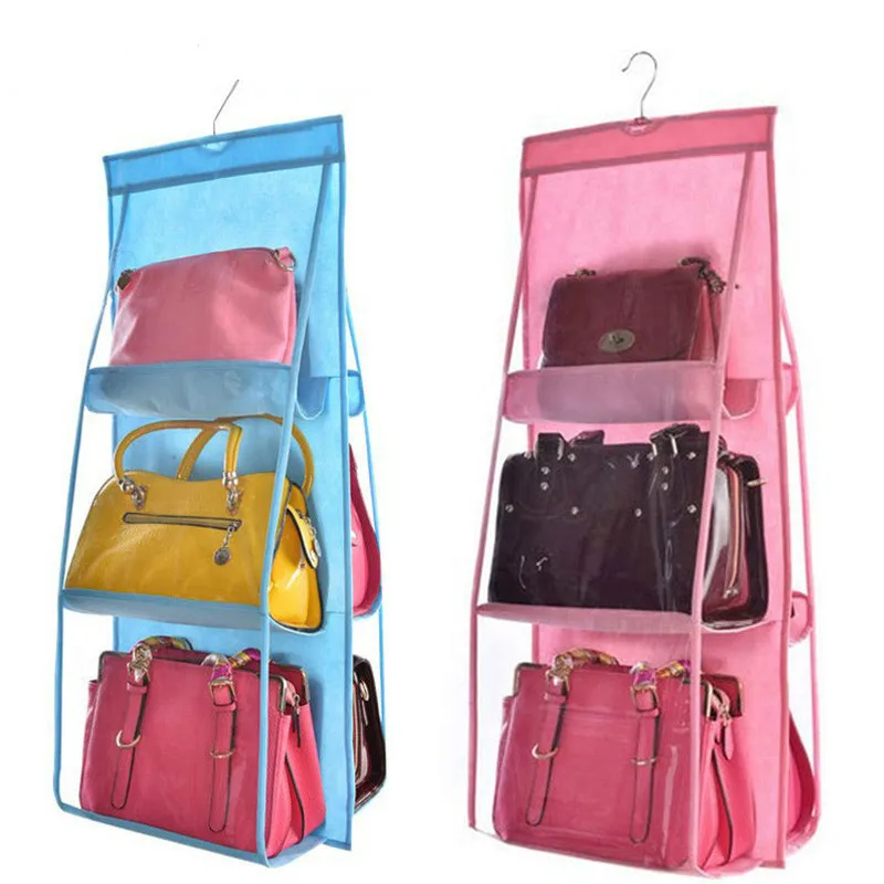 Прозрачный органайзер для сумочки с 6 карманами гардероба шкафа сумка хранения