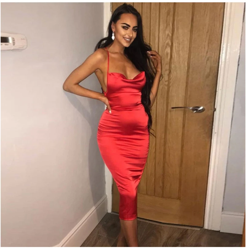 

Женское атласное платье-миди, на шнуровке, винтажное, неоновое