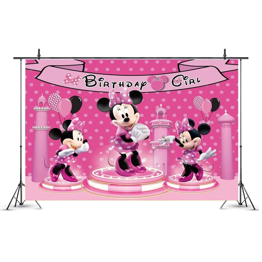 Фон для фотографирования новорожденных с изображением Микки и Минни Маус |