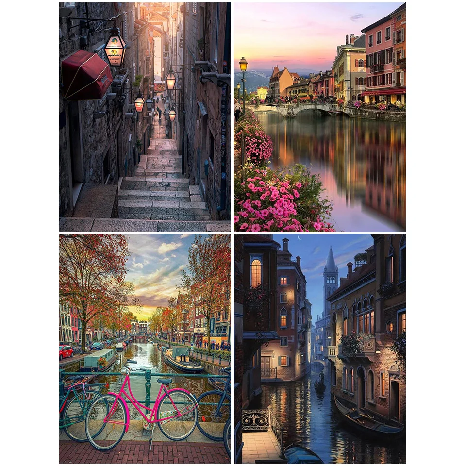 

Full Square Diamond Embroidery landscape Street 5D DIY Diamond Painting Scenery Cross stitch Mosaic Picture of Rhinestone Decor