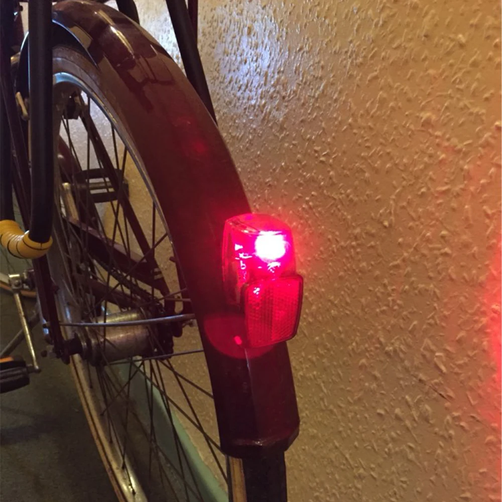 JS LED Battery Electric Bicycle Light Mount On The Mudguard Plastic Shining Js Safe Warning Taillight Bike Rear Accessories Part