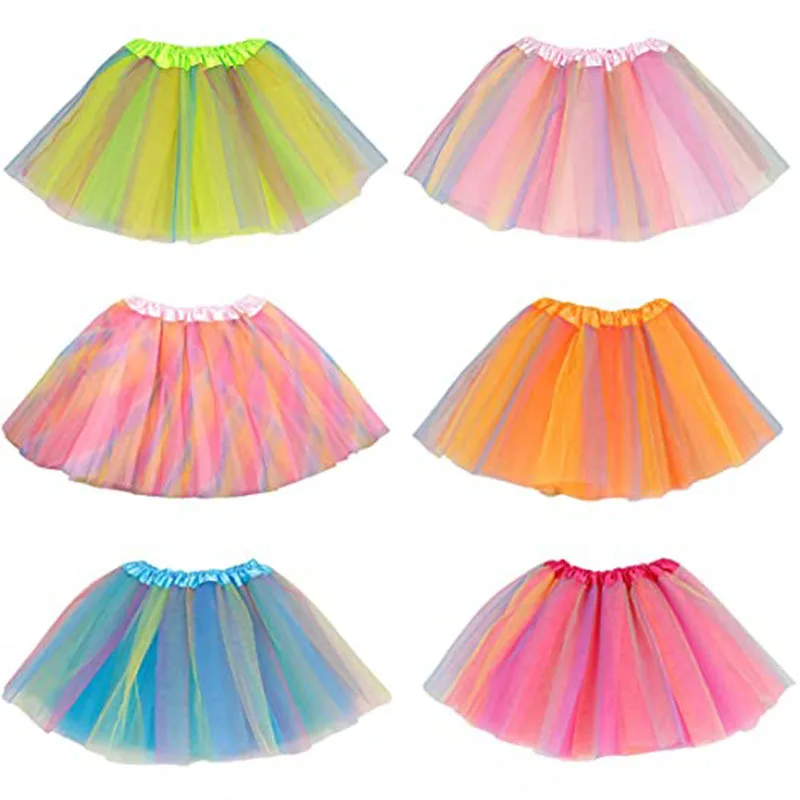 

10pcs Children Dance Party Net Yarn Multicolor Ballet Tutu Skirt Princess Fairy Decoration Christmas Halloween Costume