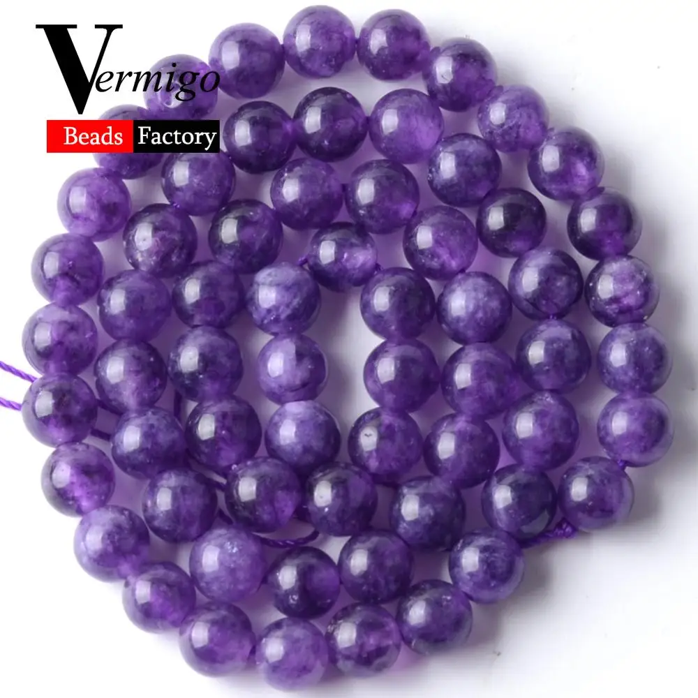 Натуральный камень фиолетовый нефритовые аметисты минеральные бусины для