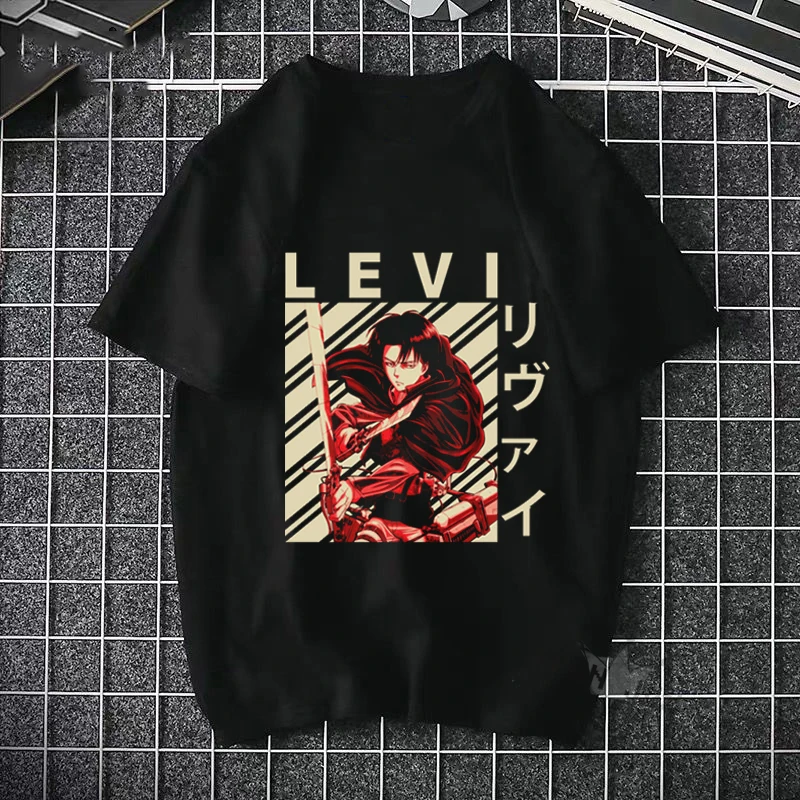 

Harajuku Man Attack On Titan men's and women's T-shirt short-sleeved top design Pure cotton black short-sleeved beautiful Japane