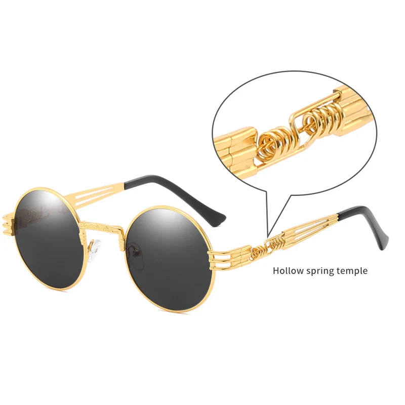 

2021 NEW Round Steampunk Sunglasses Men Women Fashion Metal Glasses Brand Design Vintage Sunglasses High Quality UV400 Gafas