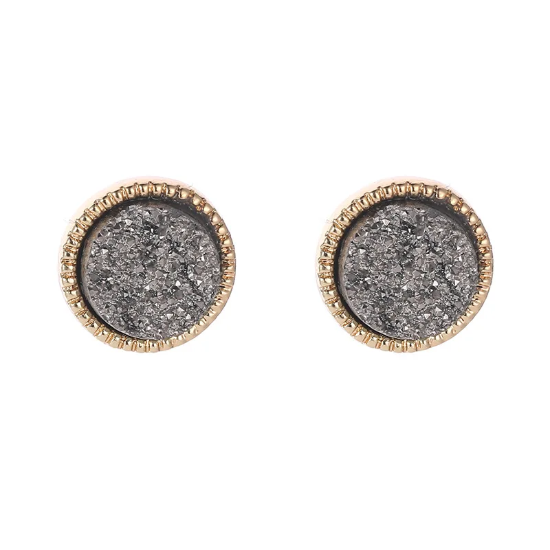 Druzy Drusy Stud Earrings Mini Resin Round Stud Fashion Famous Brand Designer Jewelry Gold Stud - Окраска металла: C