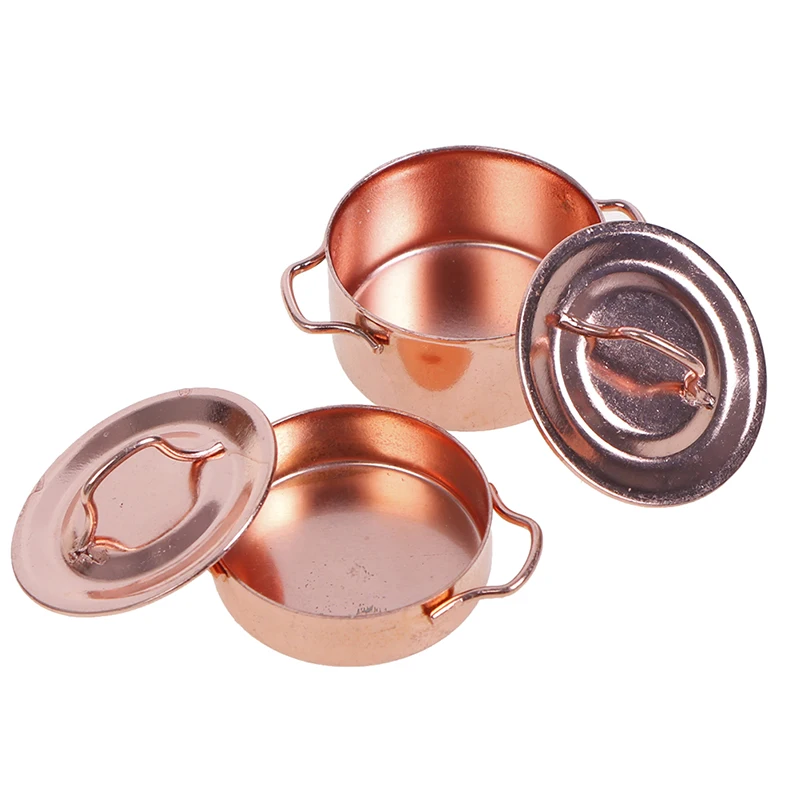 

2pcs/set Mini Alloy Metal Hot Pots Dollhouse Kitchen Accessories Doll House Miniatures 1:12 Accessories Kitchenware Miniature