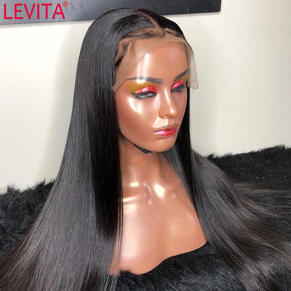 LEVITA Brazilian Bone Straight Lace Front Human Hair Wig Pre Plucked Closure Wig Glueless 30 Inch Lace Frontal Wigs For Women