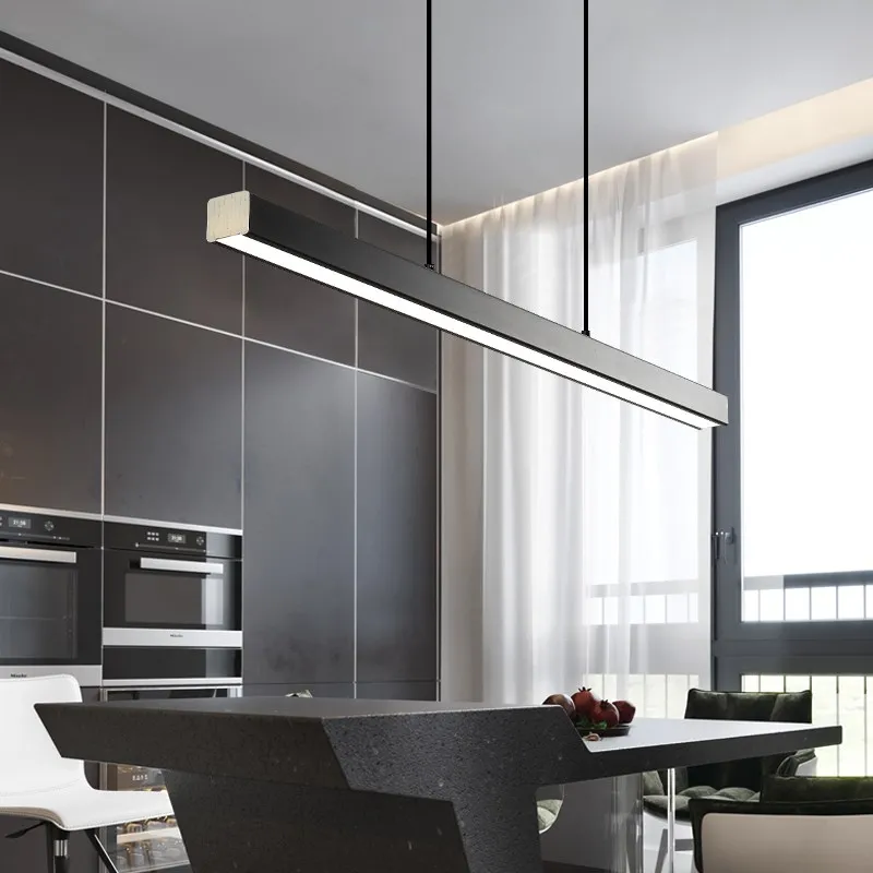 

Modern LED dining room chandelier lighting Nordic restaurant long hanging lights office fixtures Bar illumination study lamps