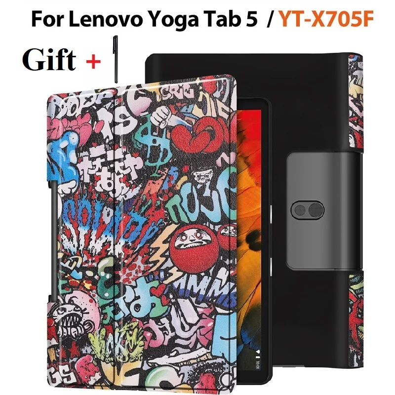 

Прозрачная защита для экрана для Lenovo Yoga Tab5 YT-X705F Smart Cover магнит Печатный Pu кожаный чехол для планшета Yoga Tab 5 10,1 Funda оболочки со стилусом