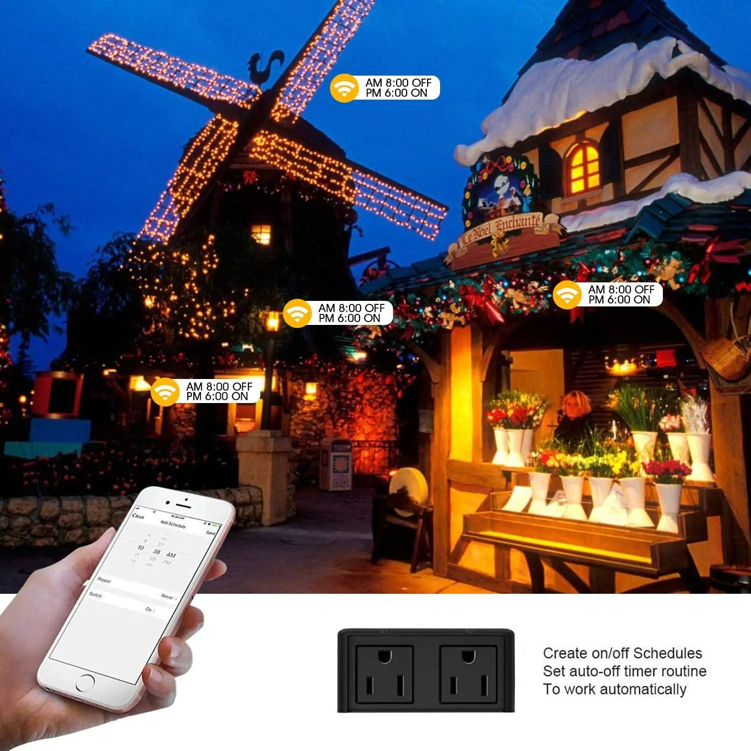 Уличная смарт вилка WiFi розетка IP44 водонепроницаемый беспроводной пульт