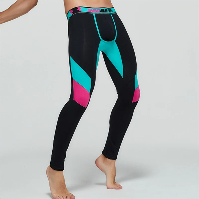 Компрессионные штаны для бега мужчин спортивные быстросохнущие леггинсы