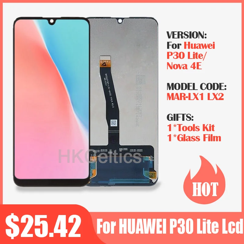 100% Оригинальный ЖК дисплей с рамкой для HUAWEI P30 Lite экран сенсорный Nova 4e MAR LX1 LX2