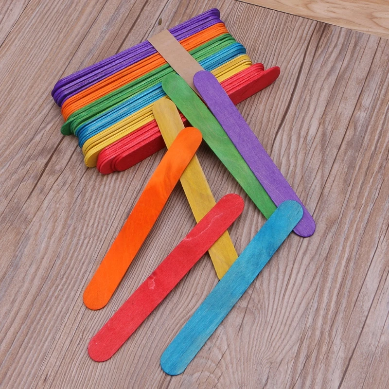 

50Pcs Colorful Wooden Stir Sticks Resin Mixing Sticks Disposable Stirring Rods N84D