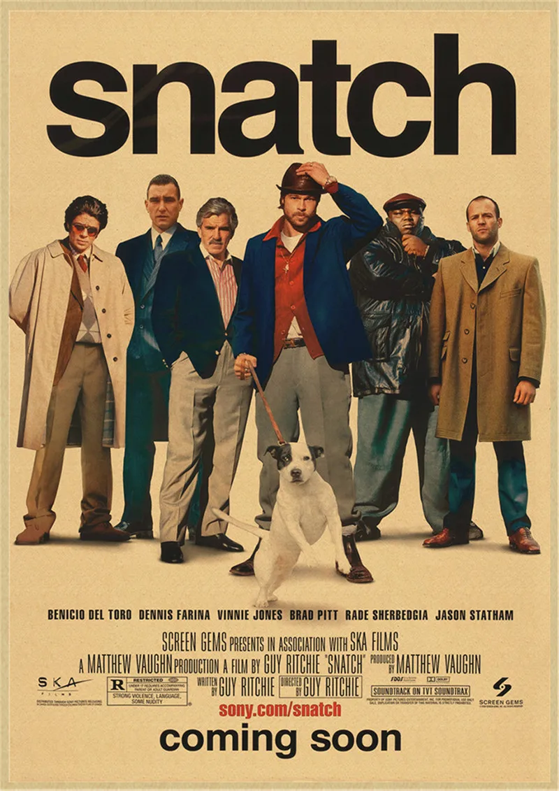 Настенный плакат из крафт-бумаги Snatch классический фильм простой принт домашняя