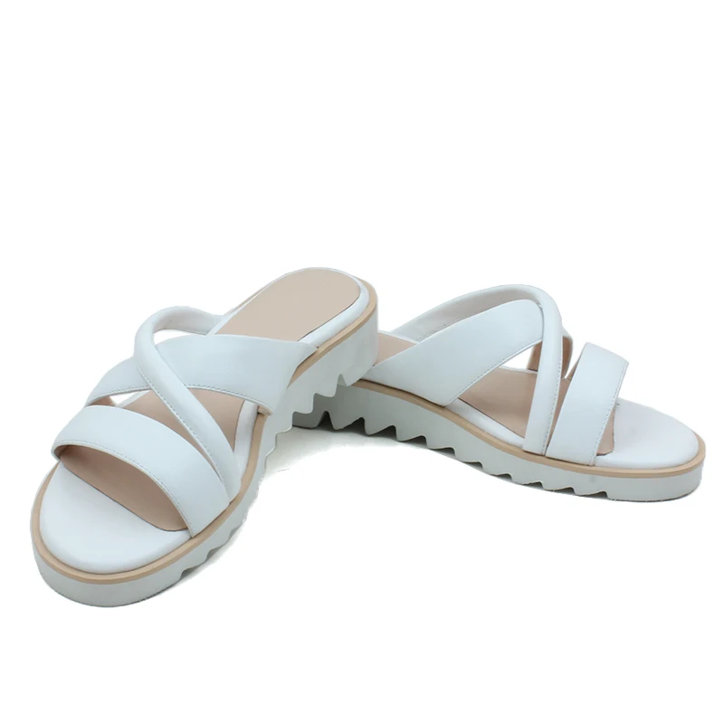 FOKOLO Модные женские тапочки простые и мягкие из натуральной кожи летние пляжные