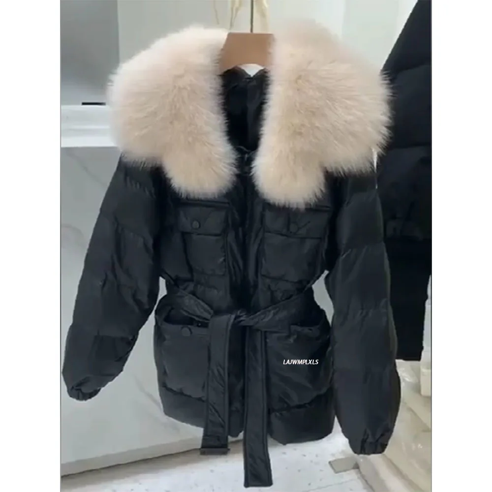 Женская парка на 90% пуху белой утки теплая толстая пуховая куртка с капюшоном из