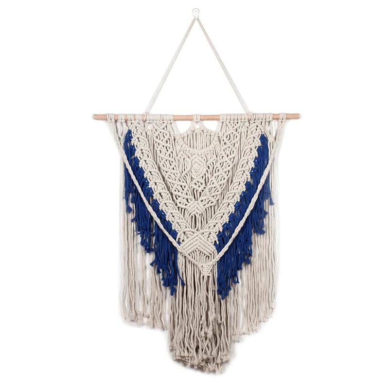 

Hand Knotted Macrame Wall Art Handmade Cotton Bohemian Wall Hanging Tapestry with Tassel Boho Wedding Decoration