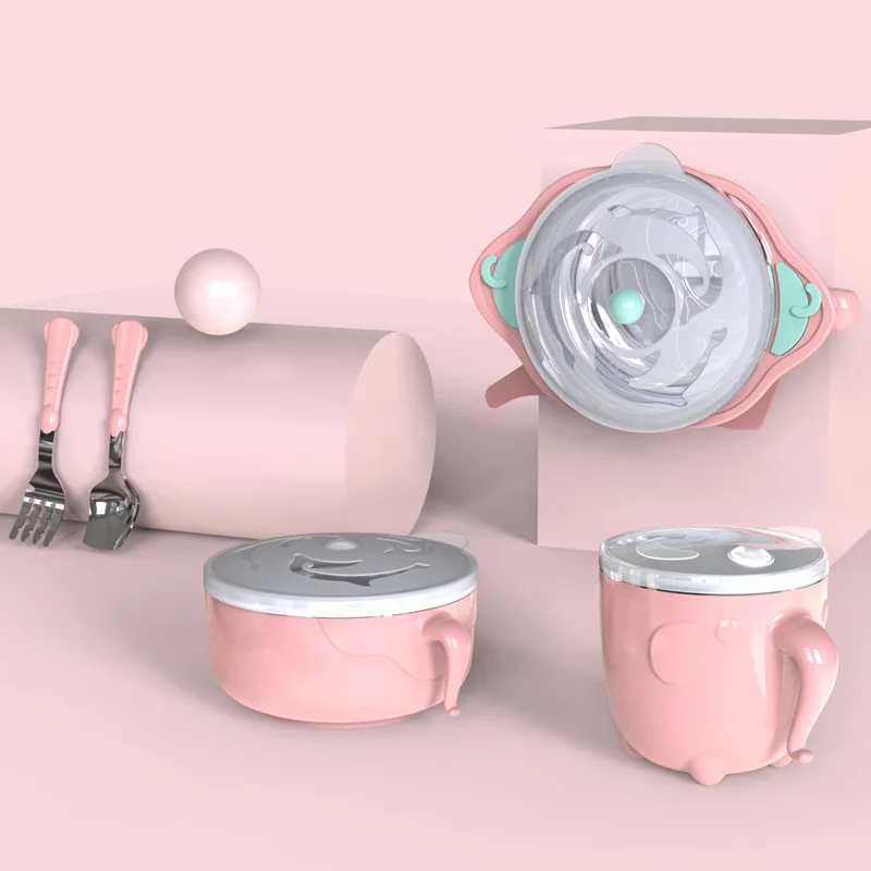 Детская термоемкость из нержавеющей стали столовая посуда для малышей присоска