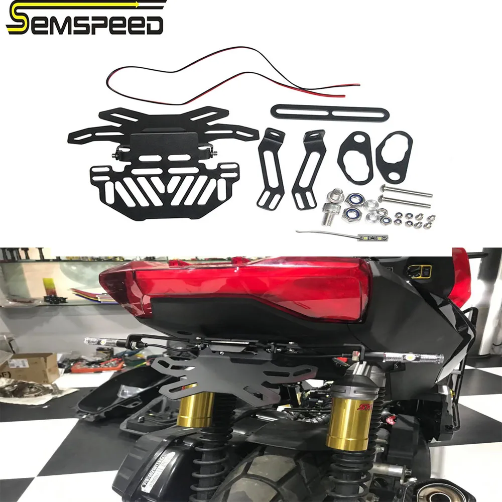 

SEMSPEED мотоцикл adv 150 держатель номерного знака Кронштейн с LED светильник Кронштейн для Honda ADV150 2019 2020