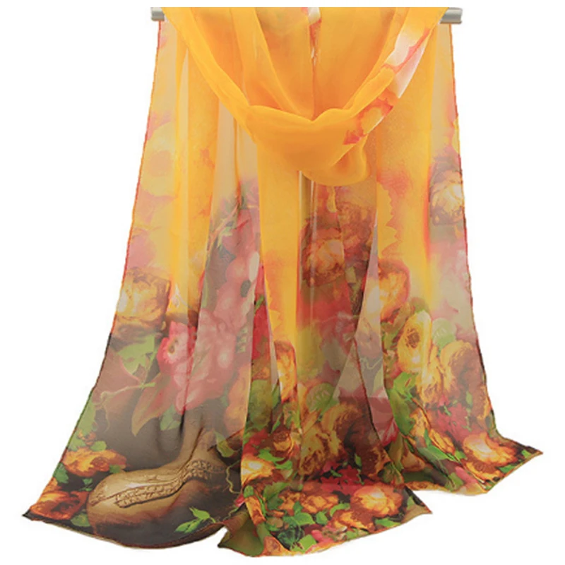 

Летний Солнцезащитный Женский Длинный Мягкий Шифоновый Платок с цветочным принтом, накидки для купальников, Повседневная шаль, шарфы, пала...