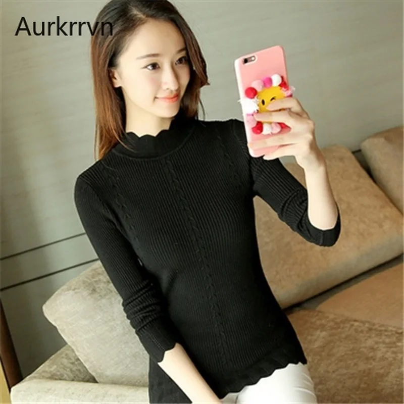 

Aurkrrvn Fall Sweaters Woman Knitted Long Sleeve Pullovers Autumn Sweaters Women Casual Elastic Elegant Office Ladies Sweater