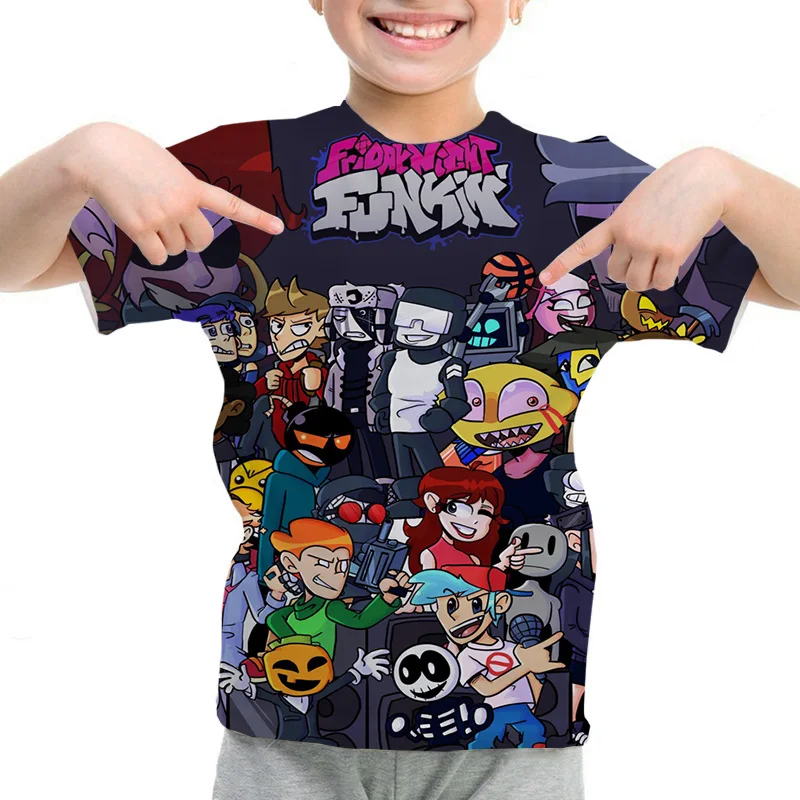 

Game Friday Night Funkin 3D Print T-shirt Children Tees Tops Summer Short-Sleeved Tshirt Boys Casual Streetwear Fnf Cool T Shirt