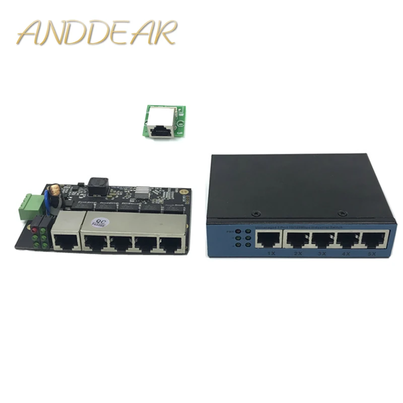 Неуправляемый 5 Порты и разъёмы 10/100 м Промышленный Коммутатор Ethernet модуль PCBA