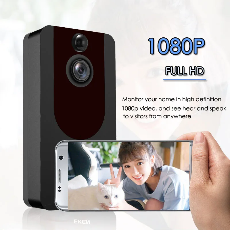 Умный дверной звонок V7 IP-камера 1080P для телефона квартир инфракрасная