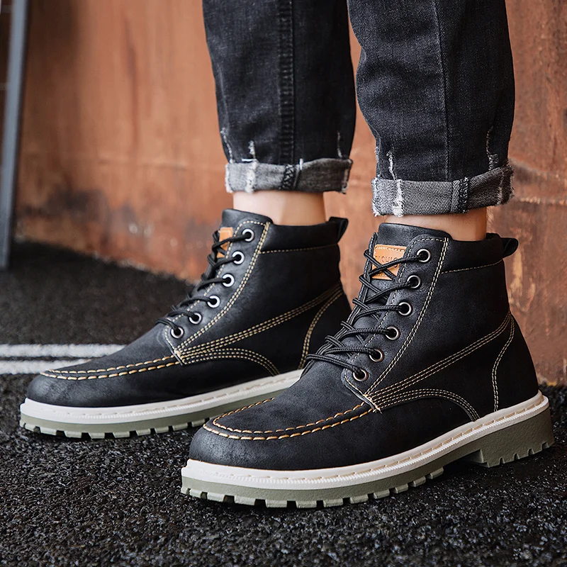 2019 г. Новые Осенние мужские кожаные ботинки трендовые мужская обувь кроссовки в